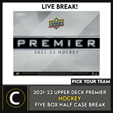 2021-22 UPPER DECK PREMIER HOCKEY 5 BOX HALF CASE BREAK #H3026 - PICK YOUR TEAM
