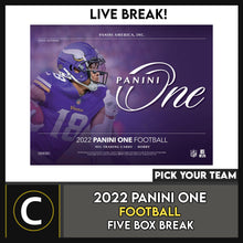 Load image into Gallery viewer, 2022 PANINI ONE FOOTBALL 5 BOX BREAK #F1161 - PICK YOUR TEAM