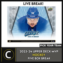 Load image into Gallery viewer, 2023-24 UPPER DECK MVP HOCKEY 5 BOX BREAK #H3001 - PICK YOUR TEAM