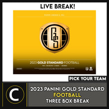 Load image into Gallery viewer, 2023 PANINI GOLD STANDARD FOOTBALL 3 BOX BREAK #F3034 - PICK YOUR TEAM