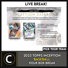 Load image into Gallery viewer, 2023 TOPPS INCEPTION BASEBALL 4 BOX BREAK #A3084 - PICK YOUR TEAM