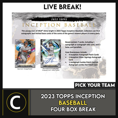 2023 TOPPS INCEPTION BASEBALL 4 BOX BREAK #A3084 - PICK YOUR TEAM