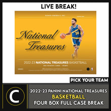 Load image into Gallery viewer, 2022-23 PANINI NATIONAL TREASURES BASKETBALL 4 BOX CASE BREAK #B3024 - PICK YOUR TEAM