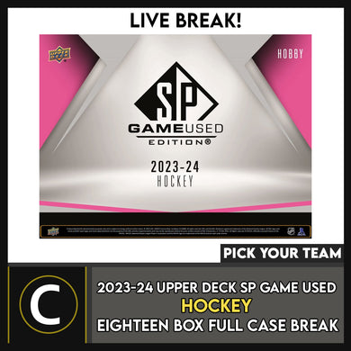 2023-24 UPPER DECK SP GAME USED HOCKEY 18 BOX (FULL CASE) BREAK #H3194 - PICK YOUR TEAM
