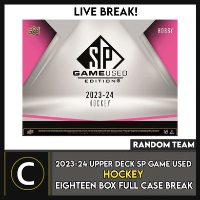 2023-24 UPPER DECK SP GAME USED HOCKEY 18 BOX (FULL CASE) BREAK #H3126 - RANDOM TEAM