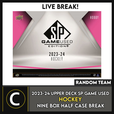 2023-24 UPPER DECK SP GAME USED HOCKEY 9 BOX (HALF CASE) BREAK #H3127 - RANDOM TEAM