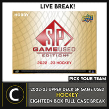 Load image into Gallery viewer, 2022-23 UPPER DECK SP GAME USED HOCKEY 18 BOX (FULL CASE) BREAK #H3019 - PICK YOUR TEAM