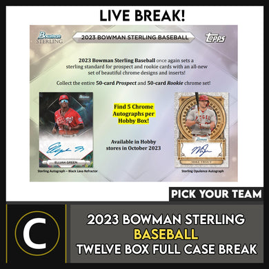 2023 BOWMAN STERLING BASEBALL 12 BOX (FULL CASE) BREAK #A3042 - PICK YOUR TEAM