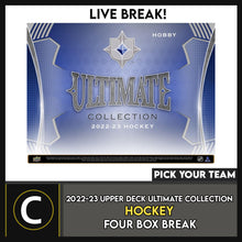 Load image into Gallery viewer, 2022-23 UPPER DECK ULTIMATE COLLECTION HOCKEY 4 BOX BREAK #H3218 - PICK YOUR TEAM
