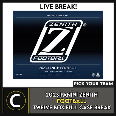 2023 PANINI ZENITH FOOTBALL 12 BOX (FULL CASE) BREAK #F3100 - PICK YOUR TEAM