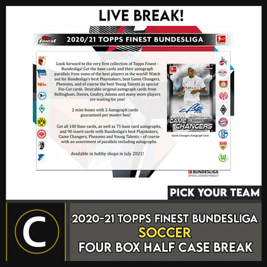 2020-21 TOPPS FINEST BUNDESLIGA 4 BOX (HALF CASE) BREAK #S197 - PICK YOUR TEAM
