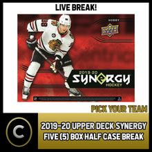 Load image into Gallery viewer, 2019-20 UPPER DECK SYNERGY HOCKEY 5 BOX HALF CASE BREAK #H1553 - PICK YOUR TEAM