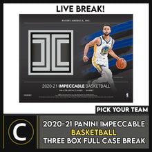 Load image into Gallery viewer, 2020-21 PANINI IMPECCABLE BASKETBALL 3 BOX CASE BREAK #B657 - PICK YOUR TEAM