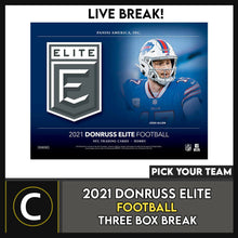 Load image into Gallery viewer, 2021 DONRUSS ELITE FOOTBALL 3 BOX BREAK #F745 - PICK YOUR TEAM
