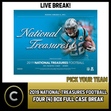 Load image into Gallery viewer, 2019 PANINI NATIONAL TREASURES NFL 4 BOX FULL CASE BREAK #F433 - PICK YOUR TEAM