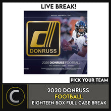 Load image into Gallery viewer, 2020 DONRUSS FOOTBALL 18 BOX (FULL CASE) BREAK #F533 - PICK YOUR TEAM