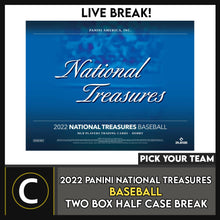 Load image into Gallery viewer, 2022 PANINI NATIONAL TREASURES BASEBALL 2 BOX BREAK #A1642 - PICK YOUR TEAM