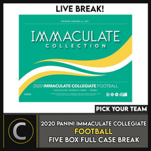 Load image into Gallery viewer, 2020 PANINI IMMACULATE COLLEGIATE 5 BOX (FULL CASE) BREAK #F530 - PICK YOUR TEAM
