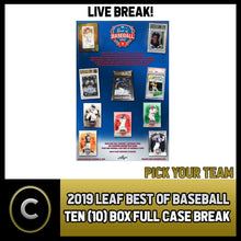 Load image into Gallery viewer, 2019 LEAF BEST OF BASEBALL 10 BOX (FULL CASE) BREAK #A552 - PICK YOUR TEAM