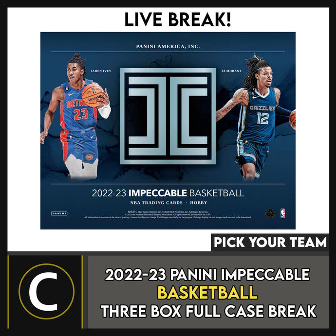 2022-23 PANINI IMPECCABLE BASKETBALL 3 BOX BREAK #B982 - PICK YOUR TEAM