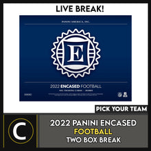 Load image into Gallery viewer, 2022 PANINI ENCASED FOOTBALL 2 BOX BREAK #F1174 - PICK YOUR TEAM