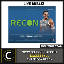 Load image into Gallery viewer, 2022-23 PANINI RECON BASKETBALL 3 BOX BREAK #B979 - PICK YOUR TEAM