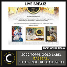 Load image into Gallery viewer, 2022 TOPPS GOLD LABEL BASEBALL 16 BOX (FULL CASE) BREAK #A1749 - PICK YOUR TEAM