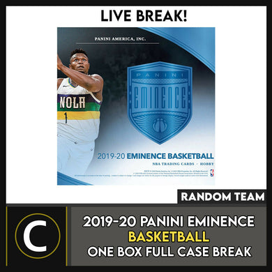 2019-20 PANINI EMINENCE BASKETBALL 1 BOX (FULL CASE) BREAK #B3040 - RANDOM TEAMS - 1000 SPOTS