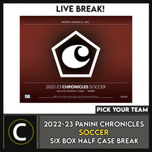 Load image into Gallery viewer, 2022/23 PANINI CHRONICLES SOCCER 6 BOX (HALF CASE) #S2010 - PICK YOUR TEAM
