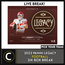 Load image into Gallery viewer, 2022 PANINI LEGACY FOOTBALL 6 BOX BREAK #F3005 - PICK YOUR TEAM
