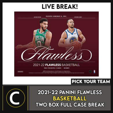 2021-22 PANINI FLAWLESS BASKETBALL 2 BOX FULL CASE BREAK #B975 - PICK YOUR TEAM
