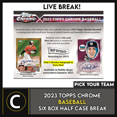 2023 TOPPS CHROME BASEBALL 6 BOX (HALF CASE) BREAK #A2018 - PICK YOUR TEAM