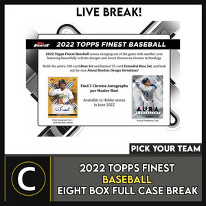 2022 TOPPS FINEST BASEBALL 8 BOX (FULL CASE) BREAK #A1747 - PICK YOUR TEAM