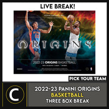 Load image into Gallery viewer, 2022-23 PANINI ORIGINS BASKETBALL 3 BOX BREAK #B2005 - PICK YOUR TEAM