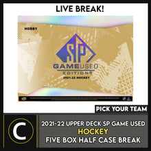 Load image into Gallery viewer, 2021-22 UPPER DECK SP GAME USED HOCKEY 5 BOX BREAK #H2008 - PICK YOUR TEAM