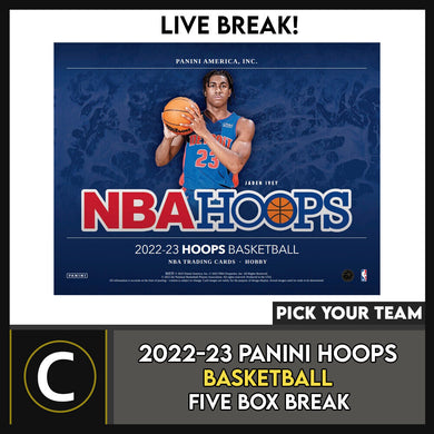 2022-23 PANINI HOOPS BASKETBALL 5 BOX BREAK #B3029 - PICK YOUR TEAM