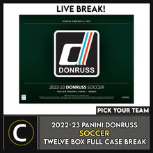Load image into Gallery viewer, 2022/23 PANINI DONRUSS SOCCER 12 BOX (FULL CASE) BREAK #S302 - PICK YOUR TEAM