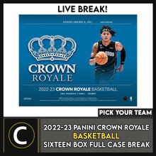 Load image into Gallery viewer, 2022-23 PANINI CROWN ROYALE BASKETBALL 16 BOX CASE BREAK #B952 - PICK YOUR TEAM