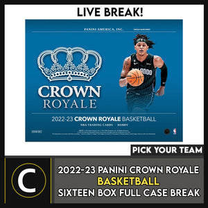 2022-23 PANINI CROWN ROYALE BASKETBALL 16 BOX CASE BREAK #B952 - PICK YOUR TEAM