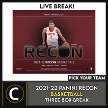 Load image into Gallery viewer, 2021-22 PANINI RECON BASKETBALL 3 BOX BREAK #B3005 - PICK YOUR TEAM