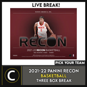 2021-22 PANINI RECON BASKETBALL 3 BOX BREAK #B3005 - PICK YOUR TEAM