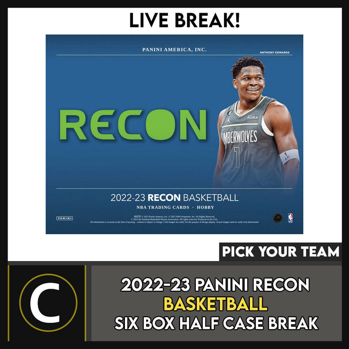 2022-23 PANINI RECON BASKETBALL 6 BOX HALF CASE BREAK #B978 - PICK YOUR TEAM