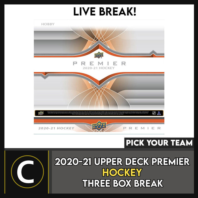 2020-21 UPPER DECK PREMIER HOCKEY 3 BOX BREAK #H1546 - PICK YOUR TEAM