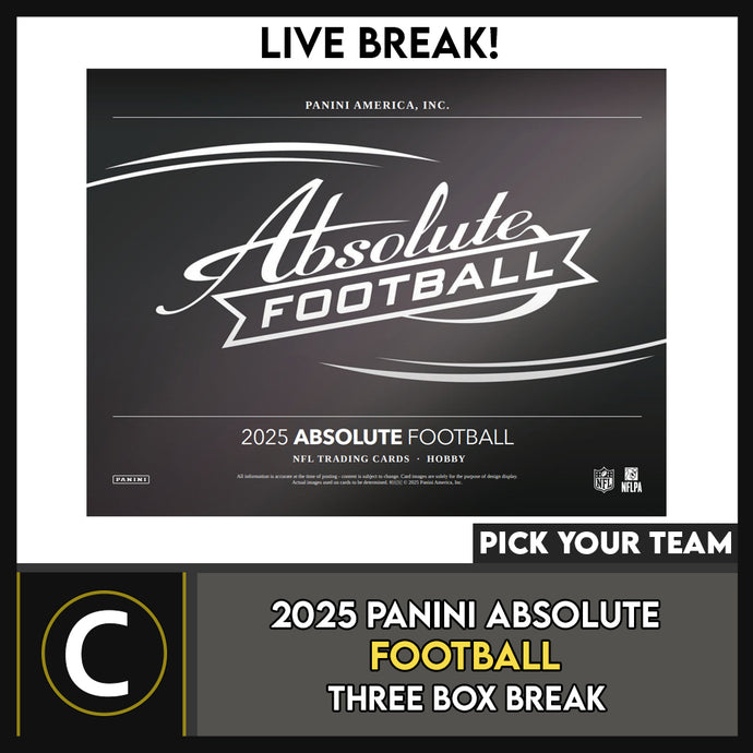 2025 PANINI ABSOLUTE FOOTBALL 3 BOX BREAK #F3342 - PICK YOUR TEAM