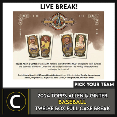 2024 TOPPS ALLEN & GINTER BASEBALL 12 BOX (FULL CASE) BREAK #A3251 - PICK YOUR TEAM