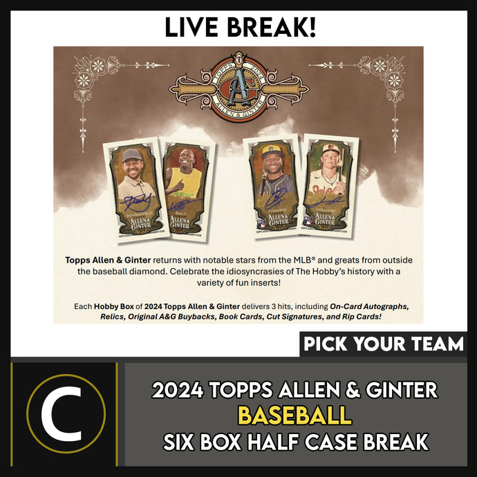 2024 TOPPS ALLEN & GINTER BASEBALL 6 BOX (HALF CASE) BREAK #A3252 - PICK YOUR TEAM