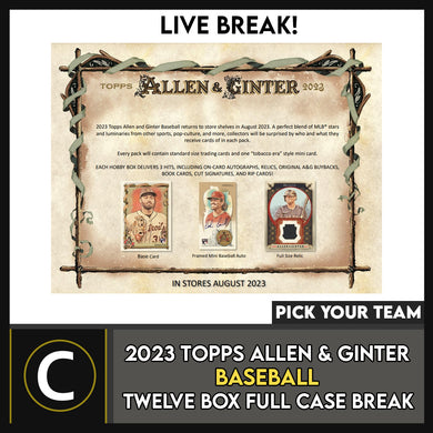 2023 TOPPS ALLEN & GINTER BASEBALL 12 BOX (FULL CASE) BREAK #A3051 - PICK YOUR TEAM