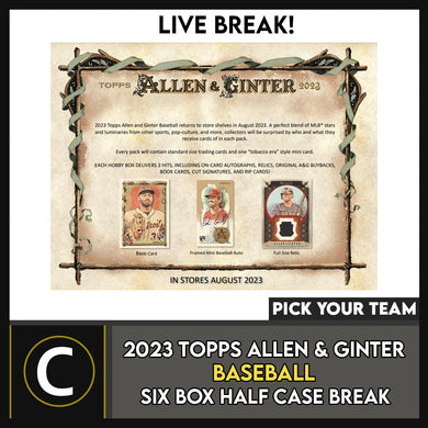 2023 TOPPS ALLEN & GINTER BASEBALL 6 BOX (HALF CASE) BREAK #A3052 - PICK YOUR TEAM