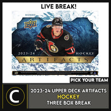 Load image into Gallery viewer, 2023/24 UPPER DECK ARTIFACTS HOCKEY 3 BOX BREAK #H3208 - PICK YOUR TEAM