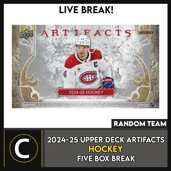 2024-25 UPPER DECK ARTIFACTS HOCKEY 5 BOX BREAK #H3392 - RANDOM TEAM